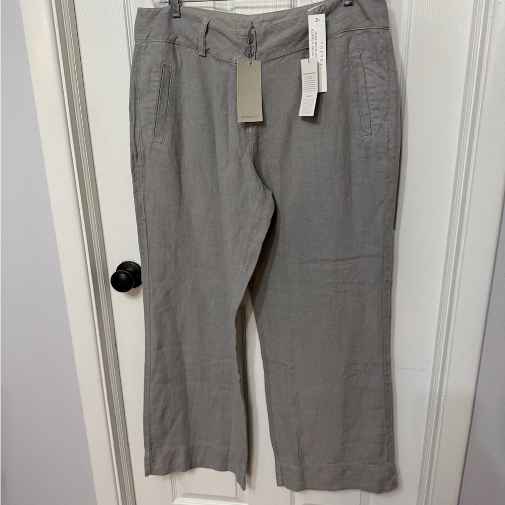 NWT POETRY‎ linen wide leg pants grey size 14